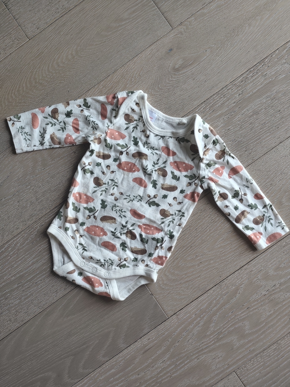 Lupilu Whimsical Baby Long-Sleeve Nature Print Bodysuit 100% Cotton 0-2M